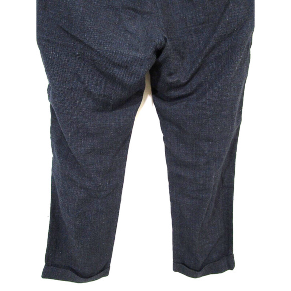 Sage De Cret Navy Blue Linen, Silk Cotton Blend Tweed Dress Pants Men Sz L - Picture 9 of 11